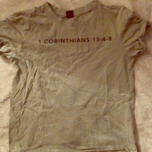 A shirt with a  Bible verse on it